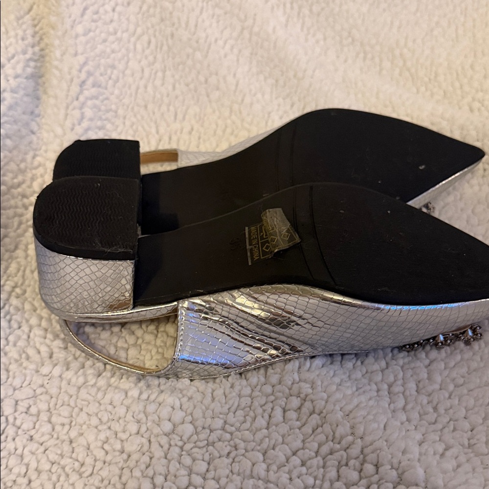 Chic Silver Embellished Slingback Heels - Picture 5 of 6